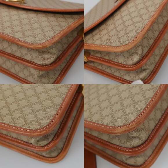 CELINE Macadam Canvas Shoulder Bag Beige Gold - Picture 10 of 13